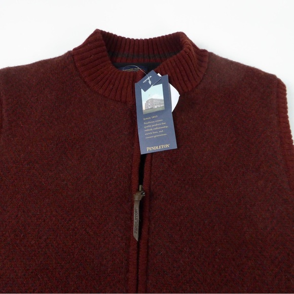 Pendleton Fleece Lined Washable Shetland Wool Cardigan Sweater Vest Full Zip NWT - Picture 1 of 8